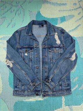 Denim Jacket with Distressed Details